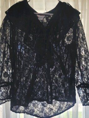 Vintage Victorian Top Size Medium Lace Ruffle Gothic Cosplay Renaissance Y2K